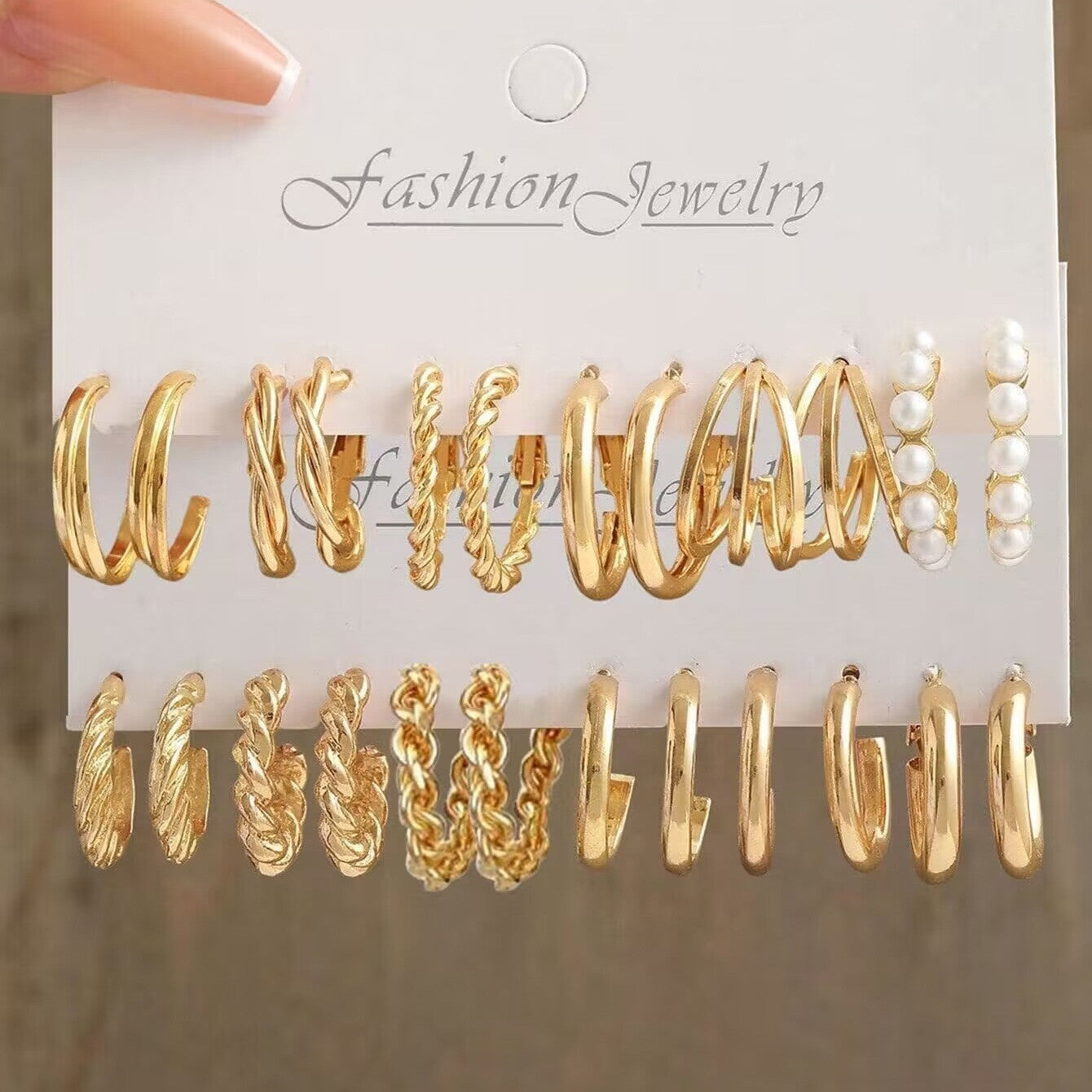 Fashion Geometric Round Gold Plated Zinc Alloy C-Shape Hoop Earrings with 925 Sterling Silver Posts