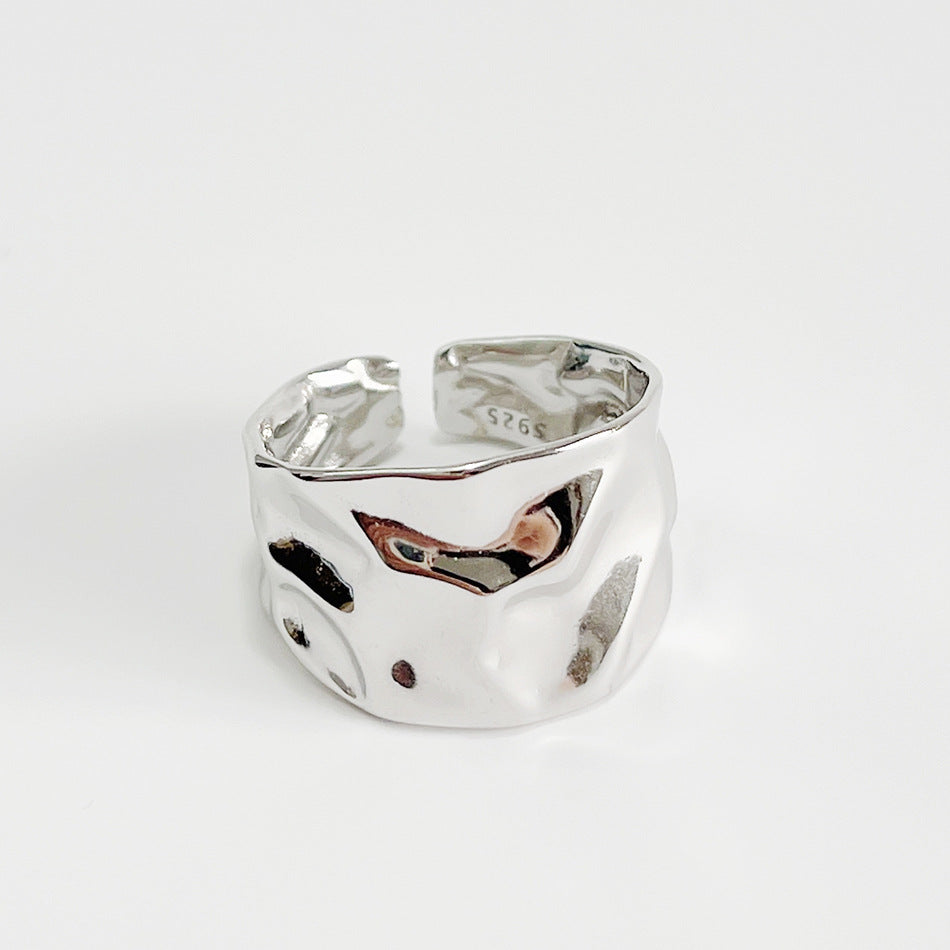 Anillo de Lujo de Plata de Ley 925 con Incrustaciones Geométricas de Corazón Asimétrico para Mujer