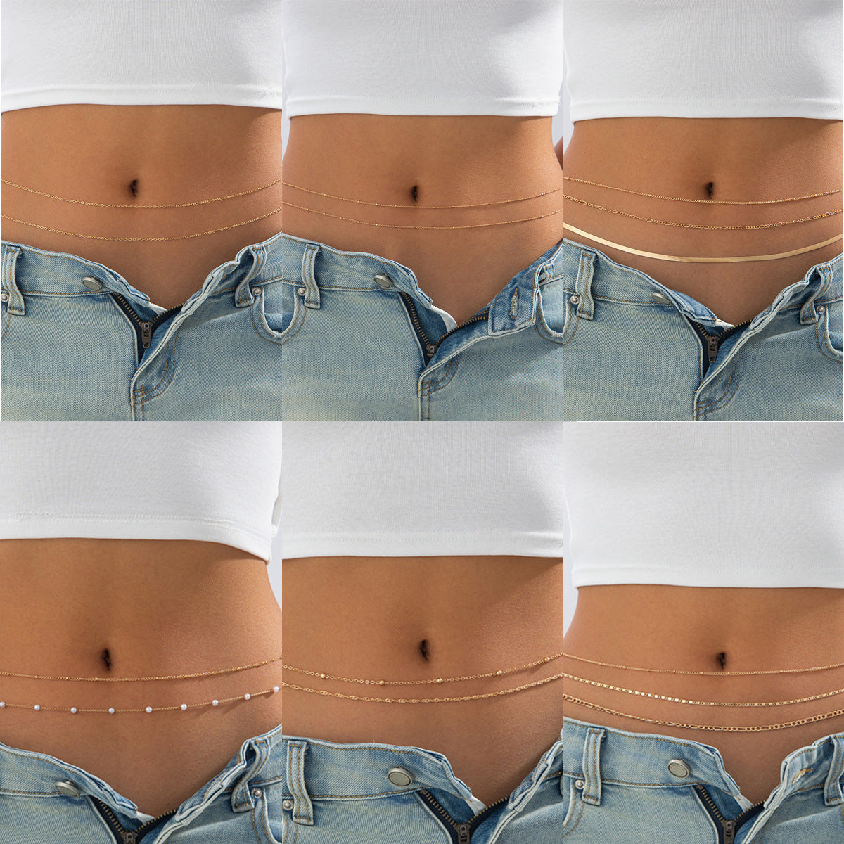 Minimalist Polished Iron Snake Chain Body Chain with Hollow Out Design for Women
