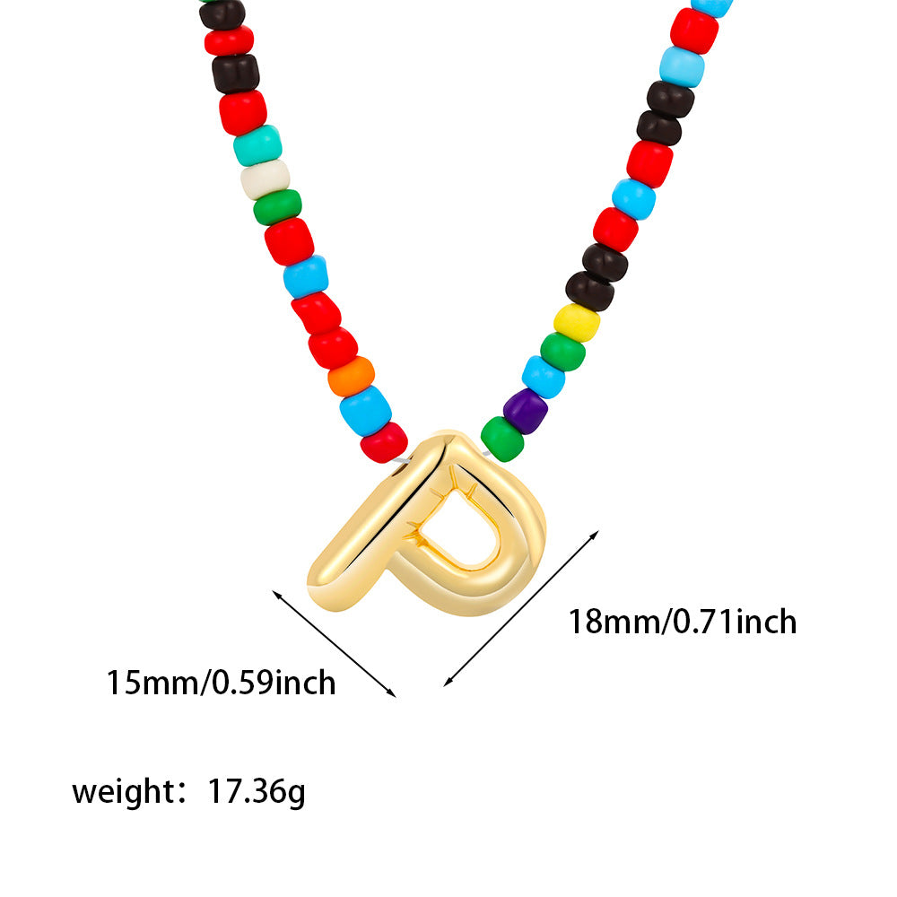 Collana con Lettere Unisex in Acciaio Inossidabile Placcato Oro 18K Casual