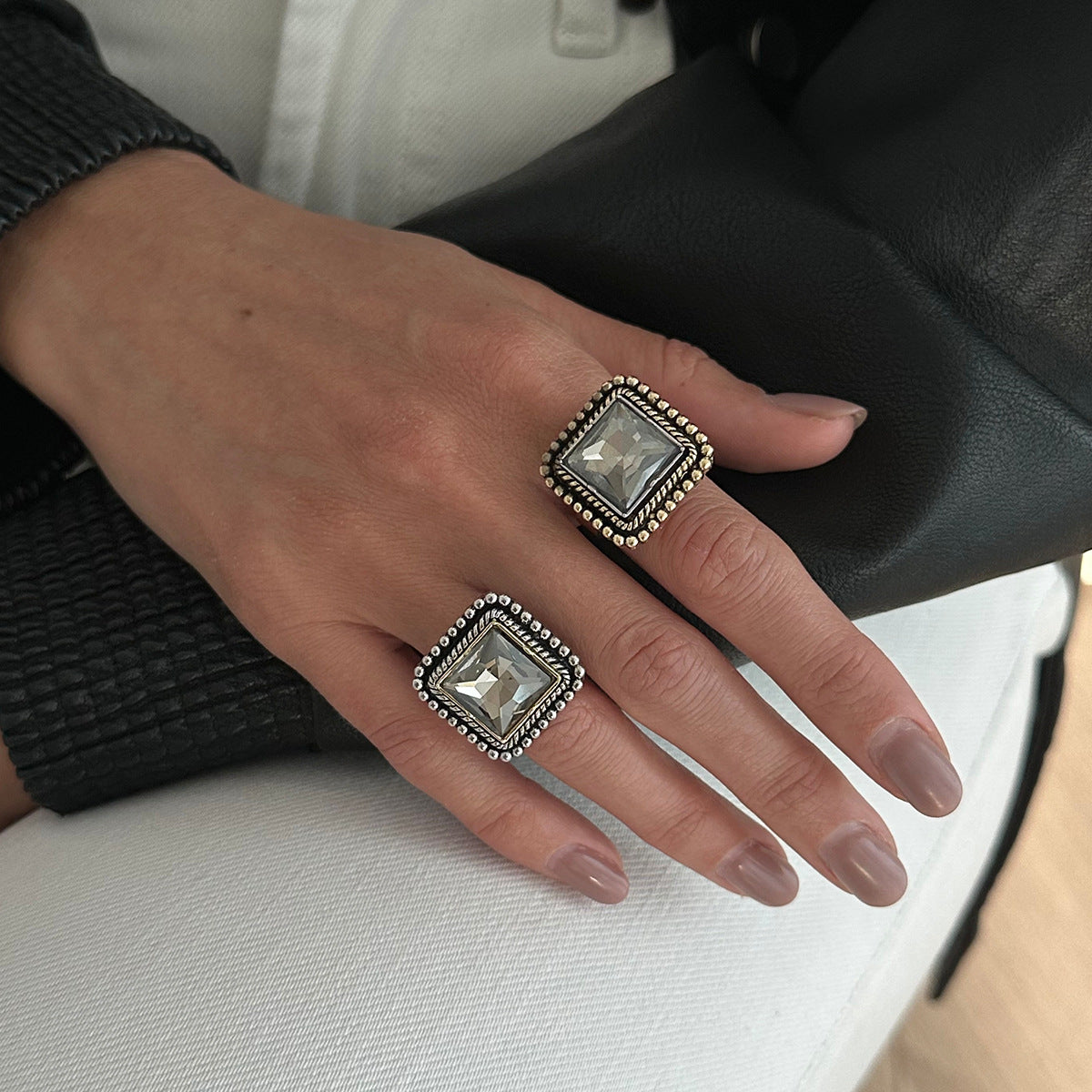 Vintage Luxury Geometric Square Zinc Alloy Plated Rhinestone Earrings for Women