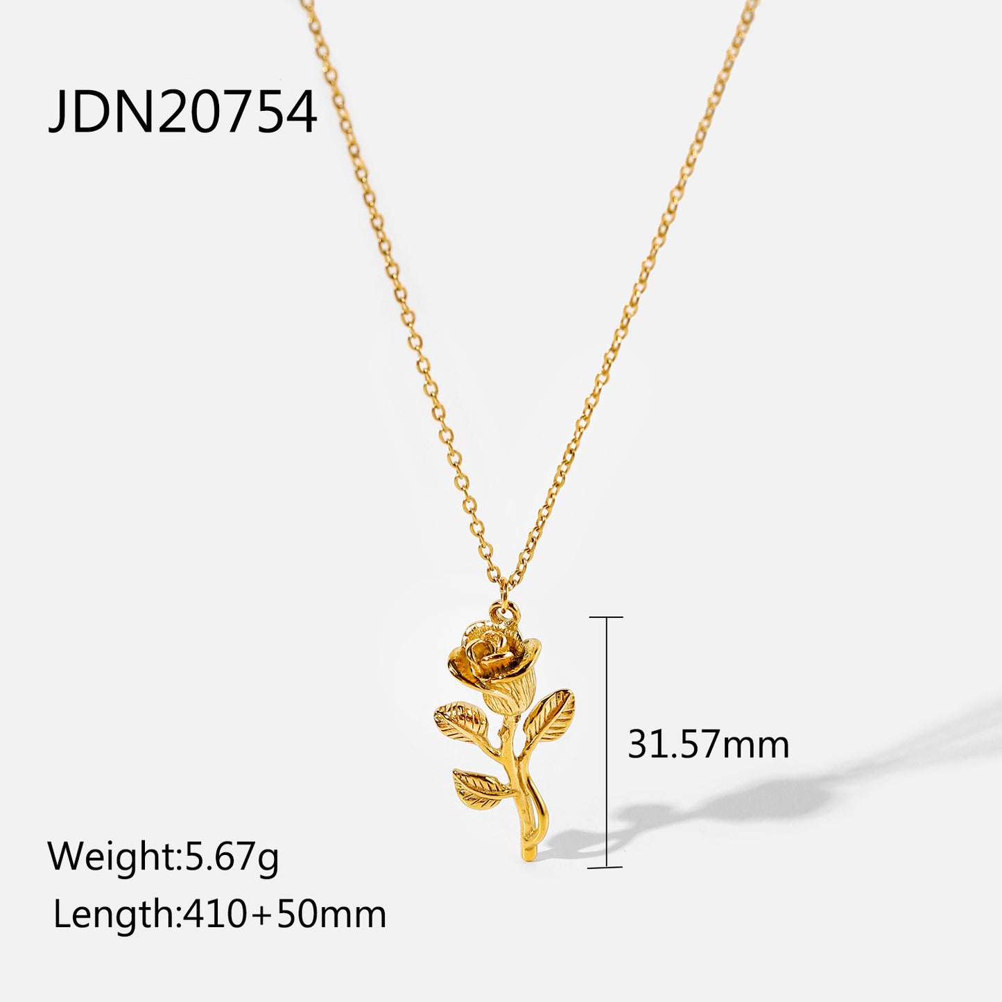 INS Style 18K Gold Plated Stainless Steel Geometric Rose Pendant Necklace for Women Fashion Jewelry Gift