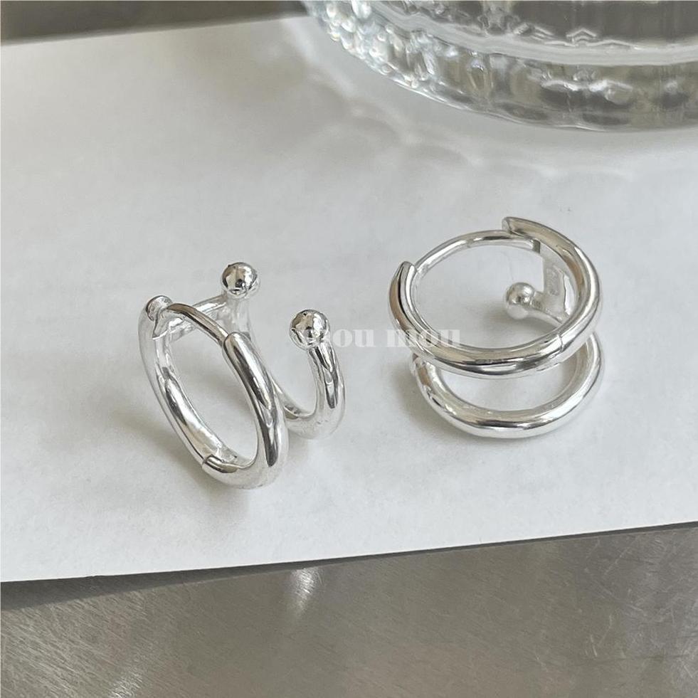 Minimalist Sweet 925 Sterling Silver Plated Geometric Letter Number Hoop Earrings for Women