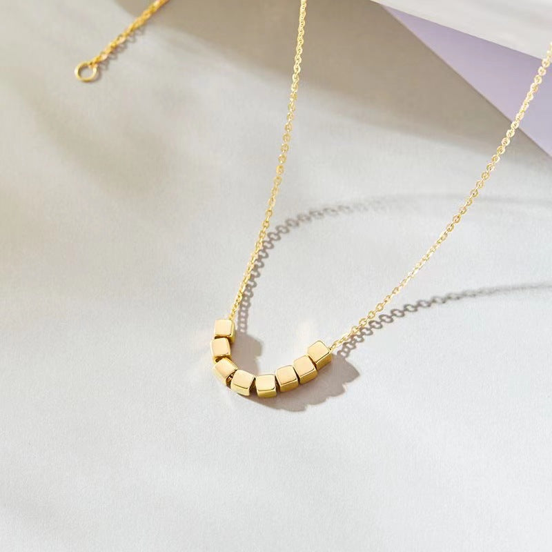 Geometric Square Stainless Steel Necklace for Women with Plated Finish and O-Chain