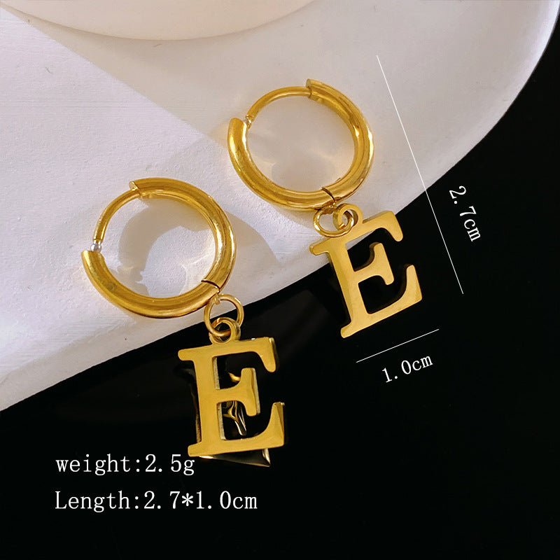 Minimalist Luxury Letter Brass Plated Earrings with Stainless Steel Posts for Women