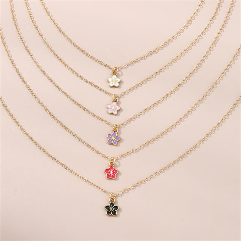 Juego de collar minimalista de aleación con forma de flor para niños con diseño de cadena cruzada