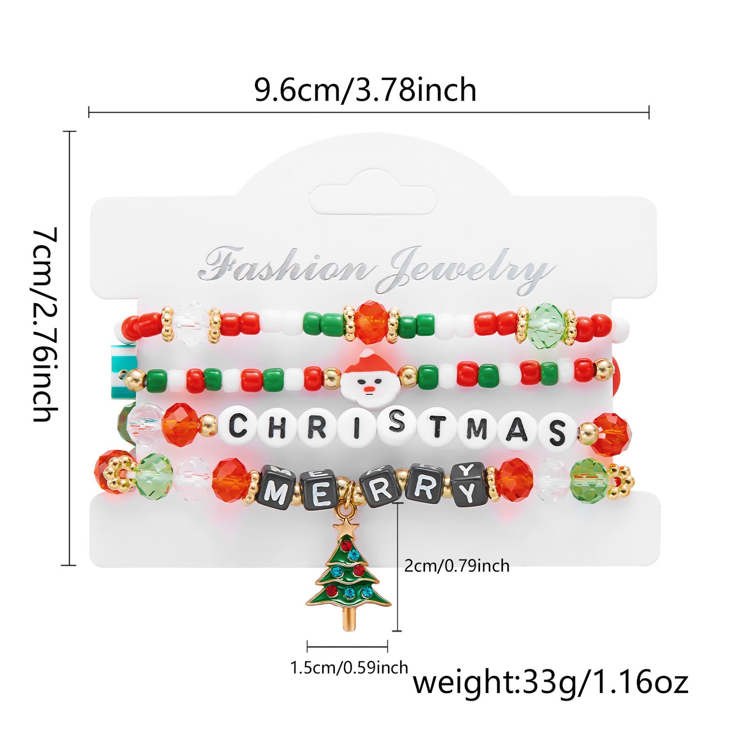 Christmas Cartoon Character Resin Bracelet Set with Snowflake Reindeer Bell Santa Claus Elements Casual Unisex Jewelry