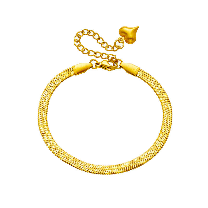 Pulsera minimalista de cadena tipo serpiente de titanio y acero con acabado chapado para uso unisex