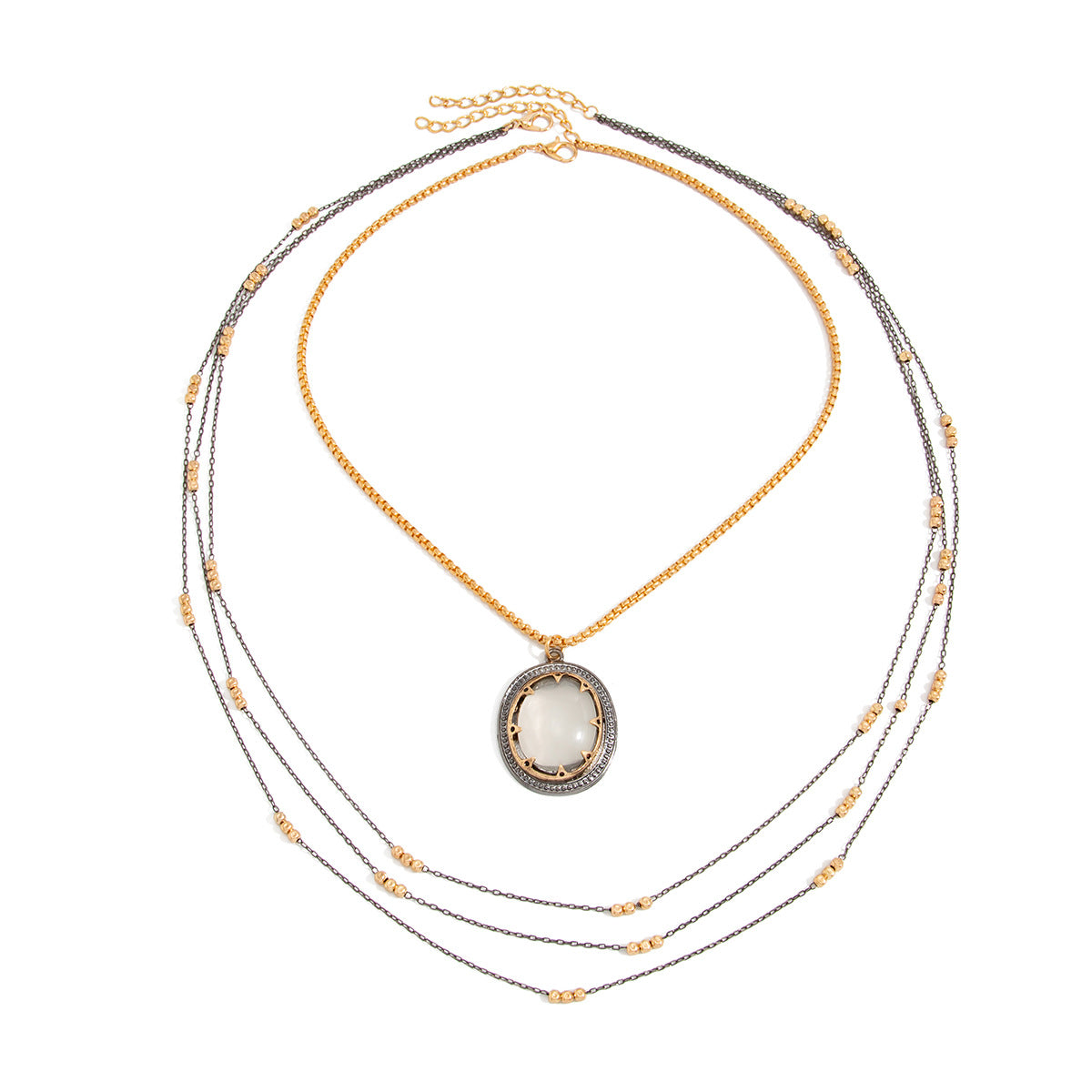 Vintage Hip-hop Geometric Round Zinc Alloy Pendant Iron Plated Necklace for Women