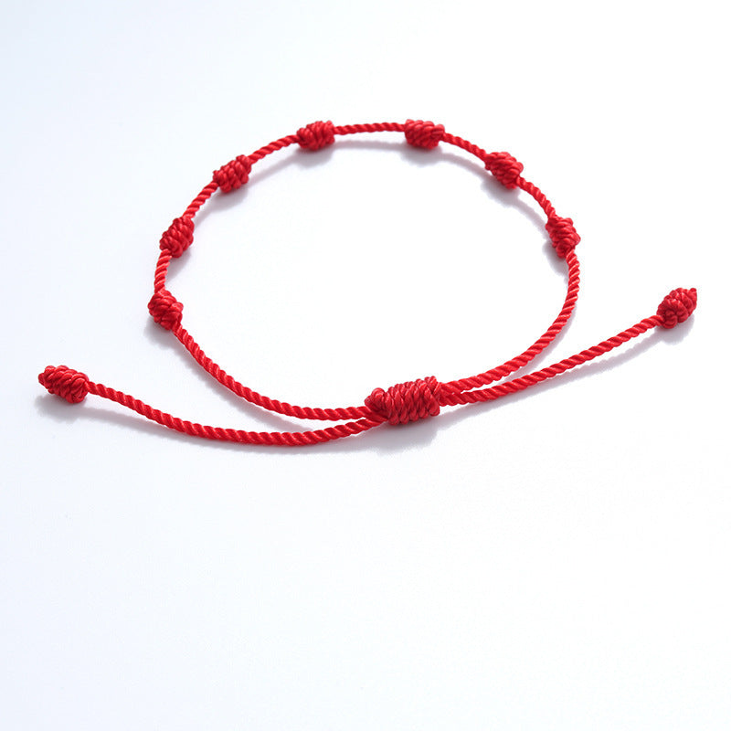 Minimalist Geometric Braided Lucky Knot Bracelet Unisex Adjustable Red String Hand Rope