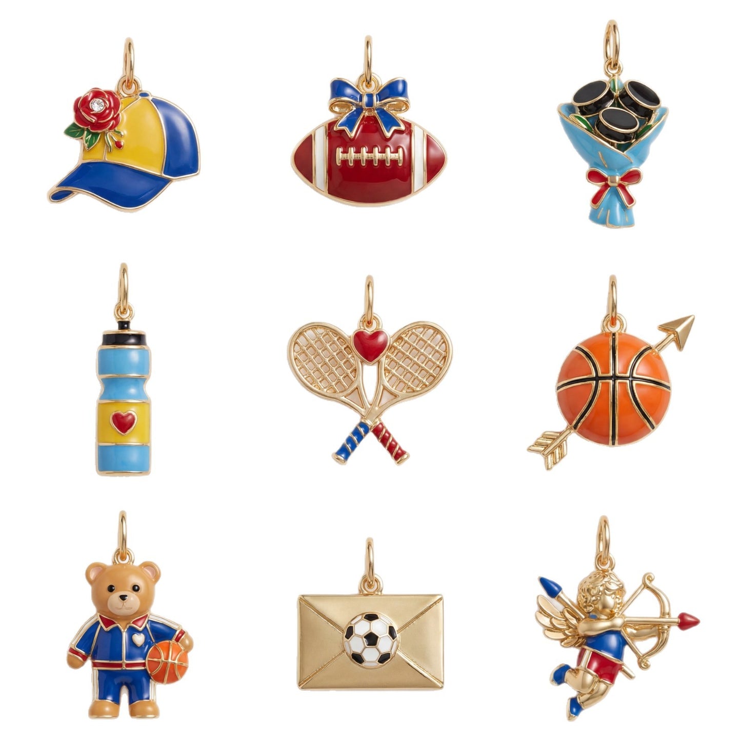 Charm de Colgante de Barra Deportiva Vintage de Acero Inoxidable con Chapado PVD de Oro de 18K