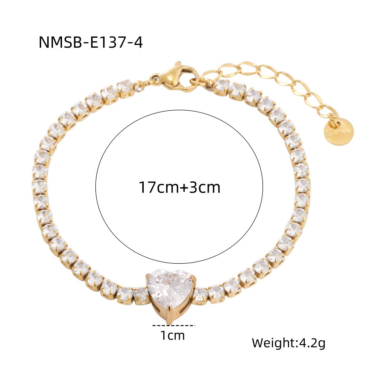 Pulsera minimalista de acero de titanio en forma de corazón para mujer con baño de oro de 18K e incrustaciones de diamantes de imitación, joyería hipoalergénica de acero inoxidable
