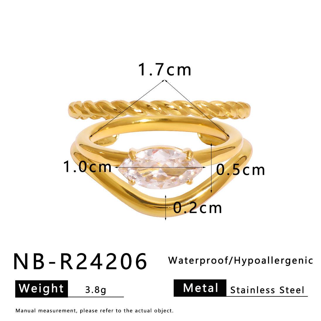 Anello Minimalista a Cuore a Forma di Quadrifoglio in Acciaio Inossidabile Placcato per Donna e Uomo