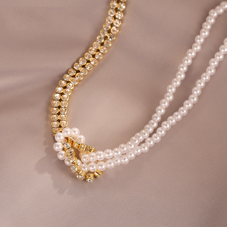 Minimalist Geometric Pearl and Alloy Pendant Necklace for Women with O-Chain Adjustable Length