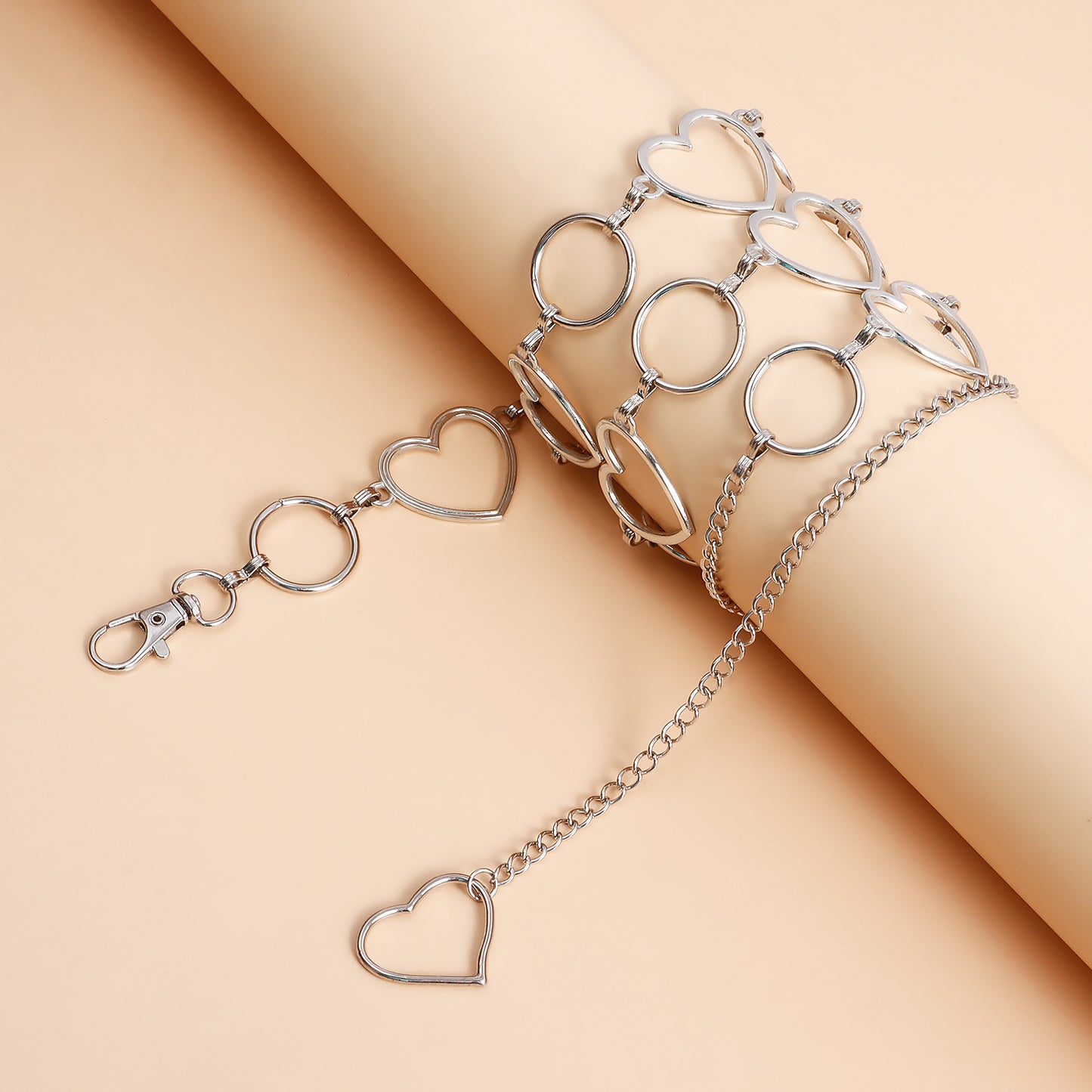 Punk Style Geometric Hollow Heart Circular Waist Chain for Women with Metal Construction