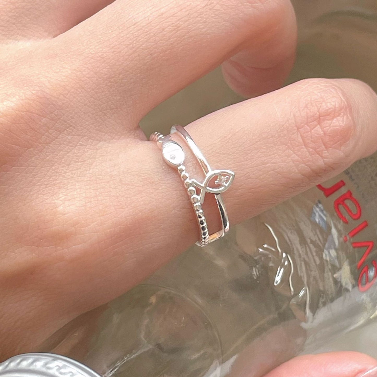 Anello minimalista a forma di pesce in Argento Sterling 925 con placcatura per donna