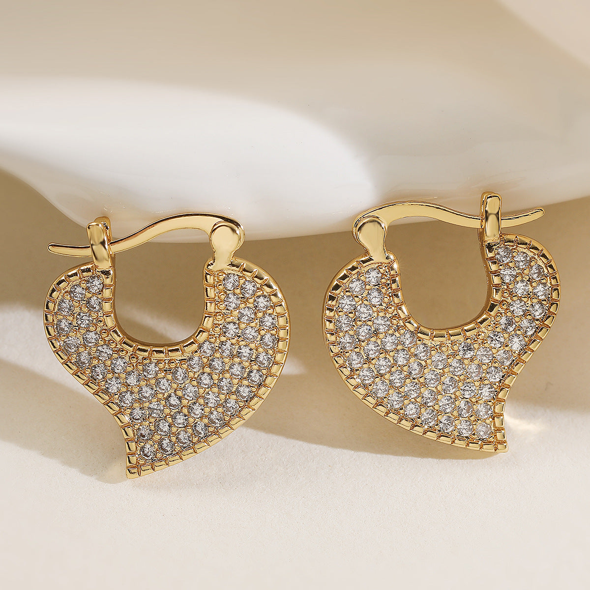 Elegant 18K Gold Plated Heart Cubic Zirconia Earrings for Women
