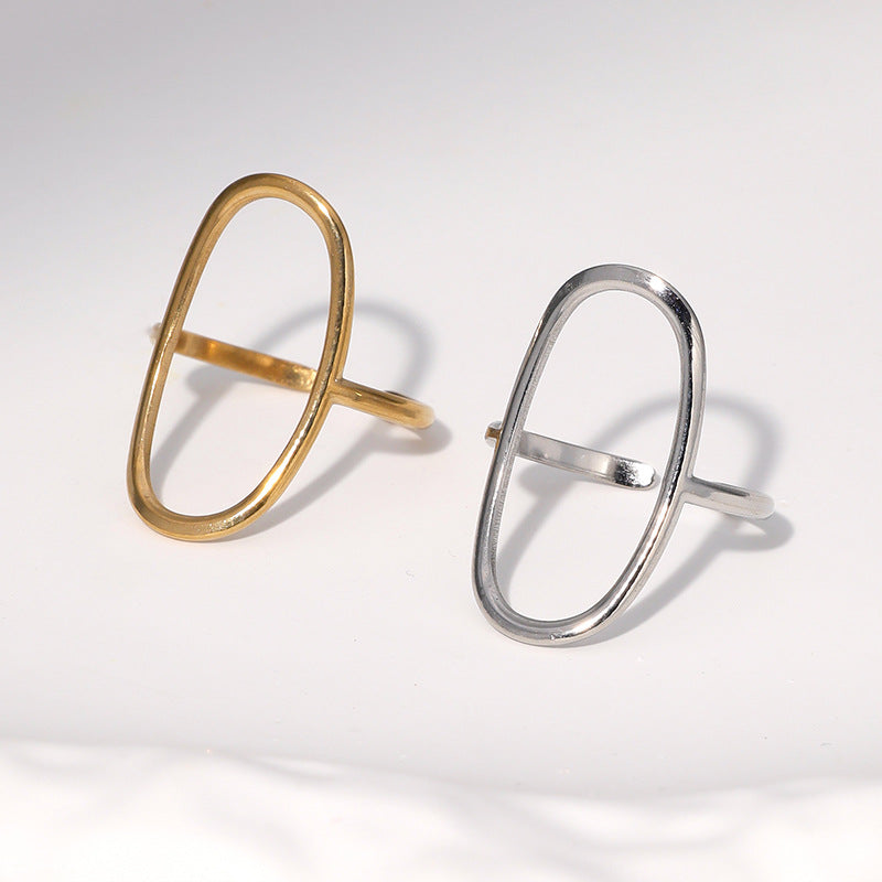 Minimalist Geometric Hollow Open Ring 18K Gold Plated Stainless Steel Fashion Jewelry for Women