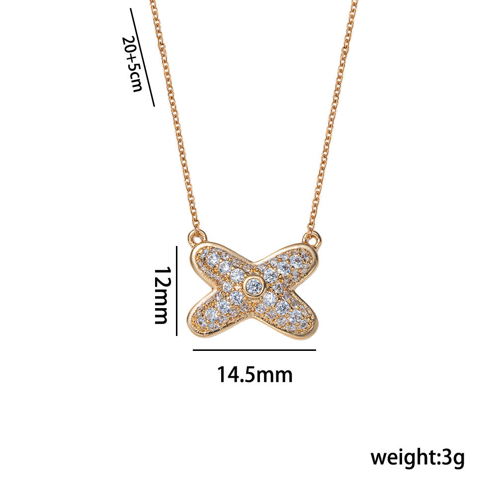 Minimalist Cross Pendant Necklace Set for Women Titanium Steel with Rhinestone Inlay and Gold Plating Snake Chain
