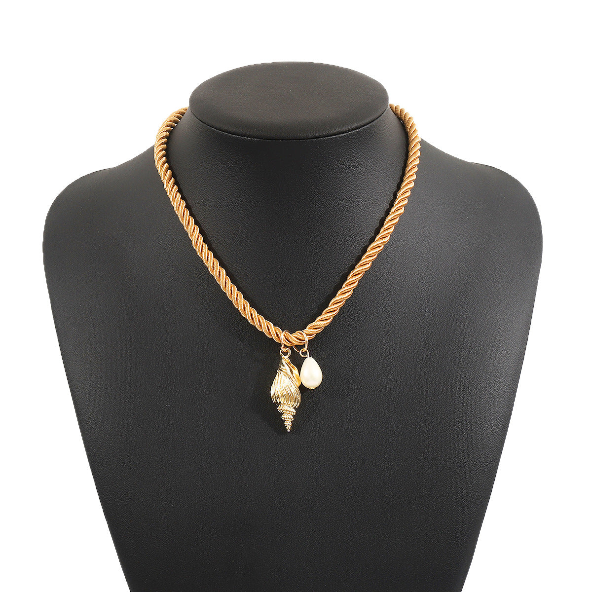 Collana con Pendente Artigianale Stile Vacanza Estiva Tartaruga e Conchiglia in Cordino di Poliestere con Finitura in Lega e Smalto da Donna