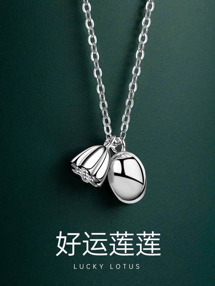 Minimalist Lotus Pendant Necklace for Women in Titanium Steel with Plated Finish and Irregular Design