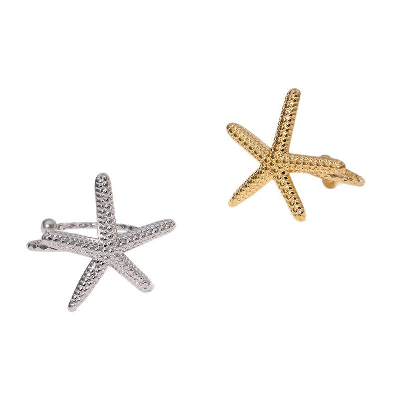 Minimalist Star-Shaped Stainless Steel Ring with Plating Finish for Women