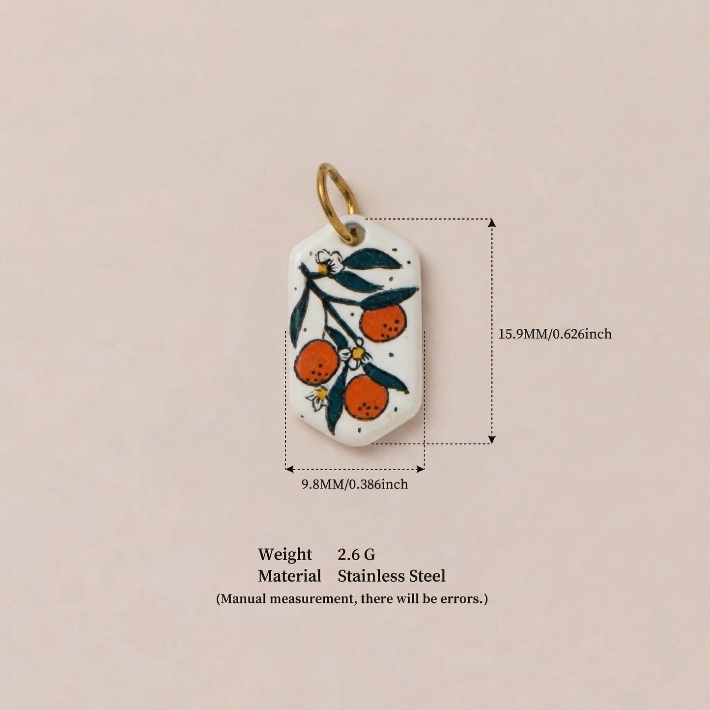 Vintage Floral Geometric Stainless Steel PVD Gold Plated Pendant Charm Bar for Women