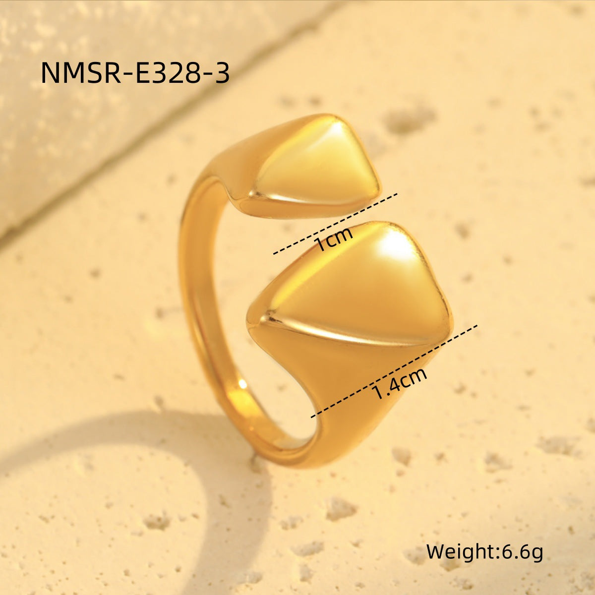Anello Minimalista Geometrico da Donna in Acciaio Inossidabile con Finitura Galvanica, Design a Fascia Aperta Regolabile