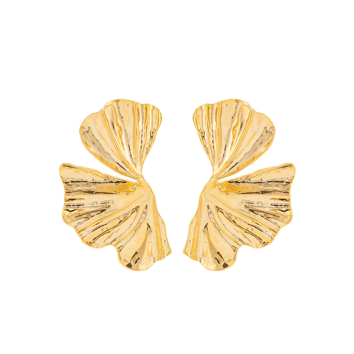 Exaggerated Streetwear Zinc Alloy Plated Ginkgo Leaf Earrings for Women