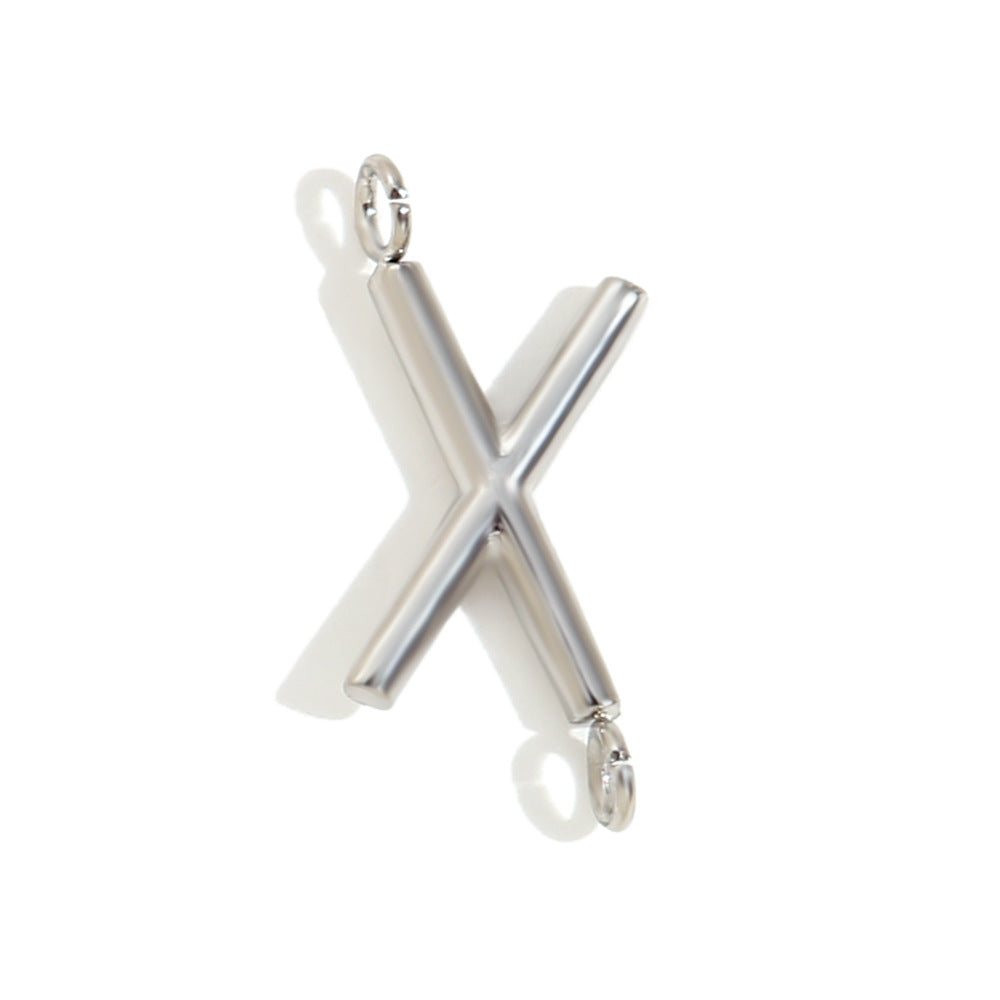 Minimalist 18K Gold Plated Stainless Steel Letter Charm Bar