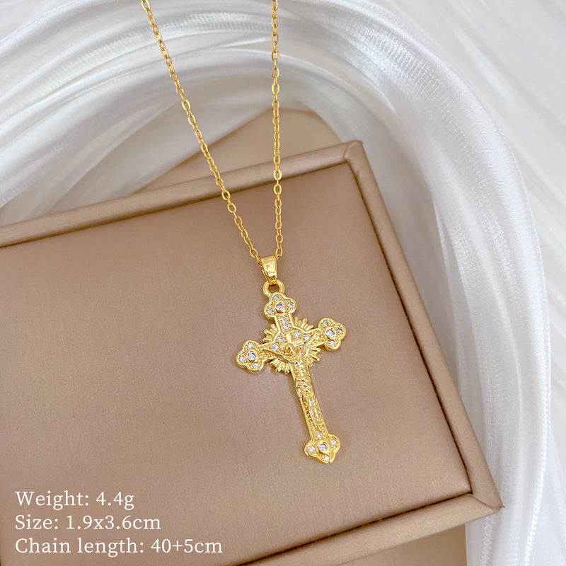 Collana Minimalista Geometrica in Acciaio al Titanio con Pendente in Rame Placcato Oro su Catena a Maglie per Uomo e Donna