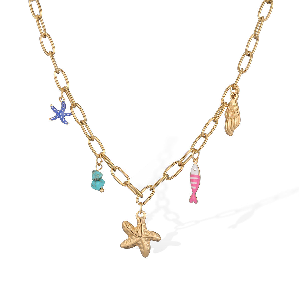 Minimalist Star-Shaped Gold-Plated Stainless Steel Pendant Necklace for Women