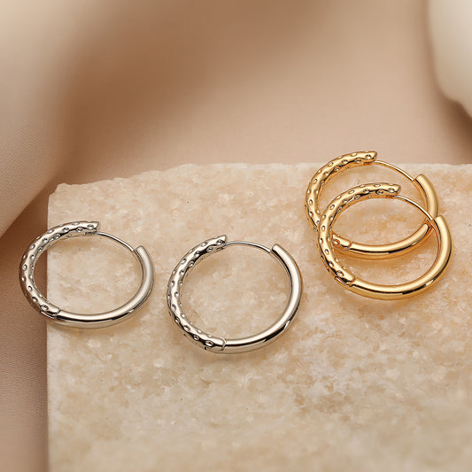 Pendientes de aro geométricos minimalistas de cobre con chapado en oro de 18 quilates para mujer