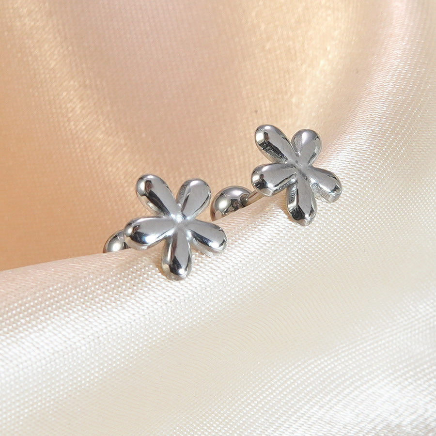 Eleganti Orecchini a Perno da Donna in Acciaio Inossidabile con Fiori