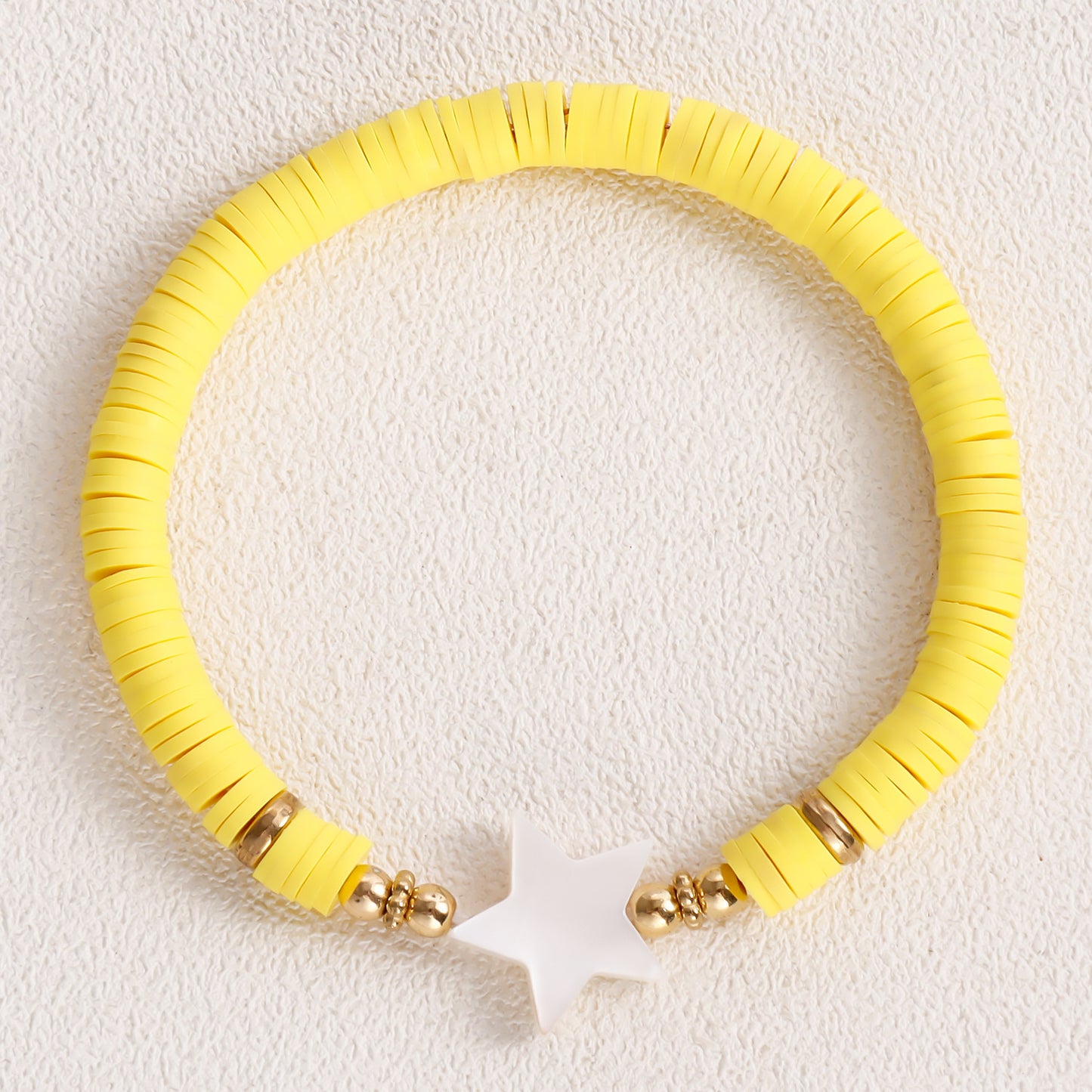 Minimalist Geometric Polymer Clay Heart Mother-of-Pearl Bracelet for Women with Plated Finish