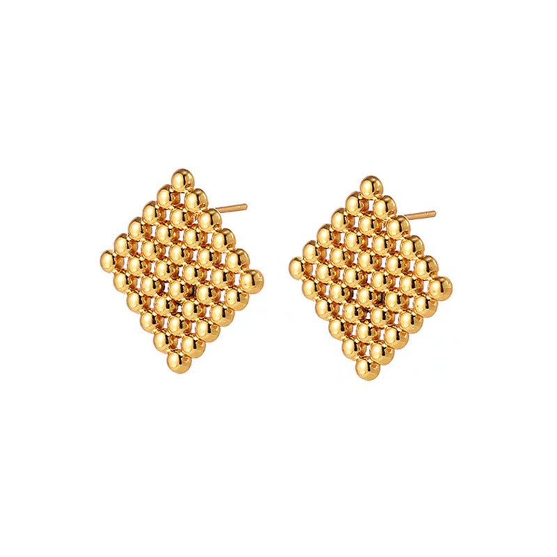 Minimalist Geometric Titanium Steel Stud Earrings for Women Cold Tone Elegant Party Jewelry