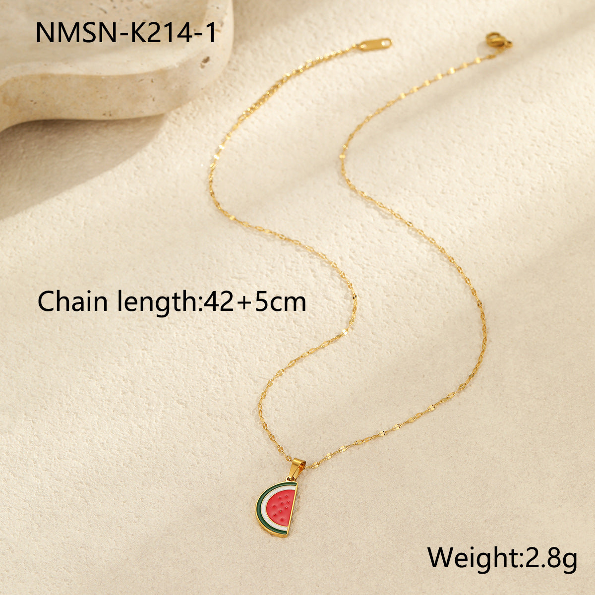 Fashionable Fruit-Shaped Stainless Steel Necklace with Enamel Finish and 18K Gold Plating for Women