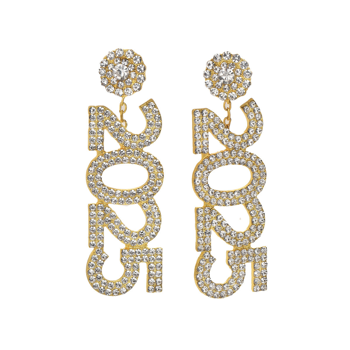 Pendientes minimalistas de tuerca con números geométricos para mujer en cobre con incrustaciones de diamantes de imitación, joyería de oficina a la moda.