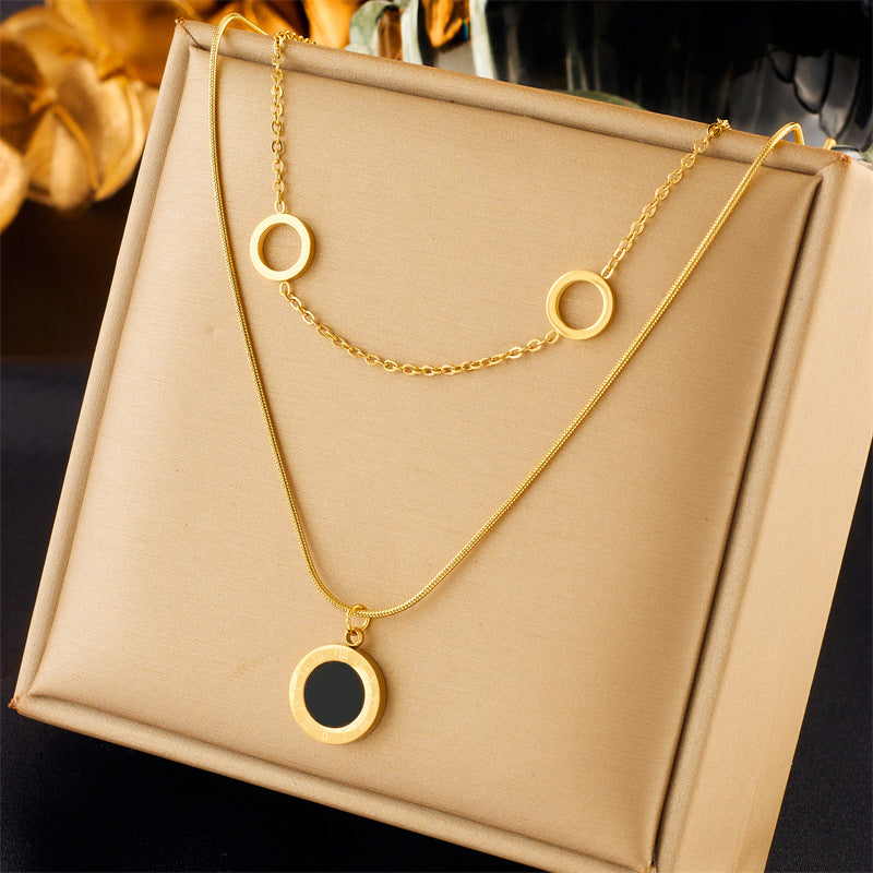 Vintage-Inspired Butterfly Pendant Necklace with Rhinestone Inlay on Stainless Steel Chain for Women