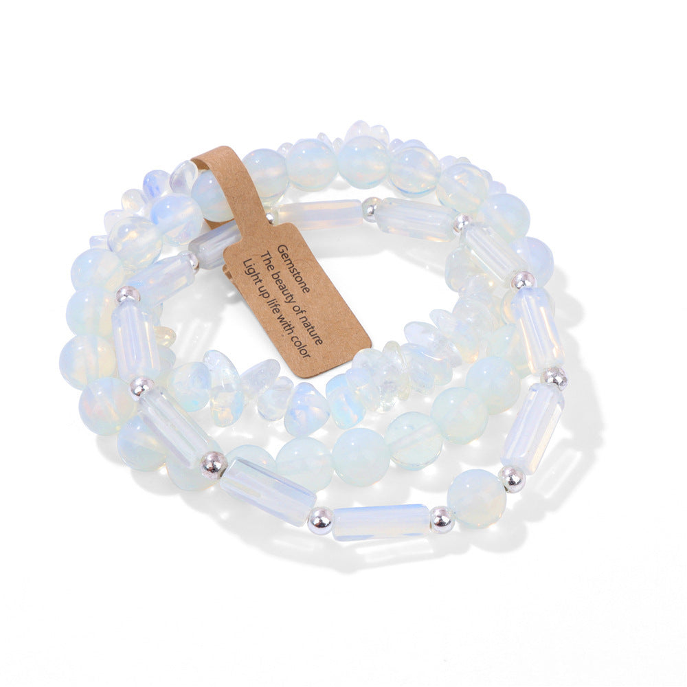Vintage Geometric Rectangle Crystal Beaded Bracelet Set for Unisex