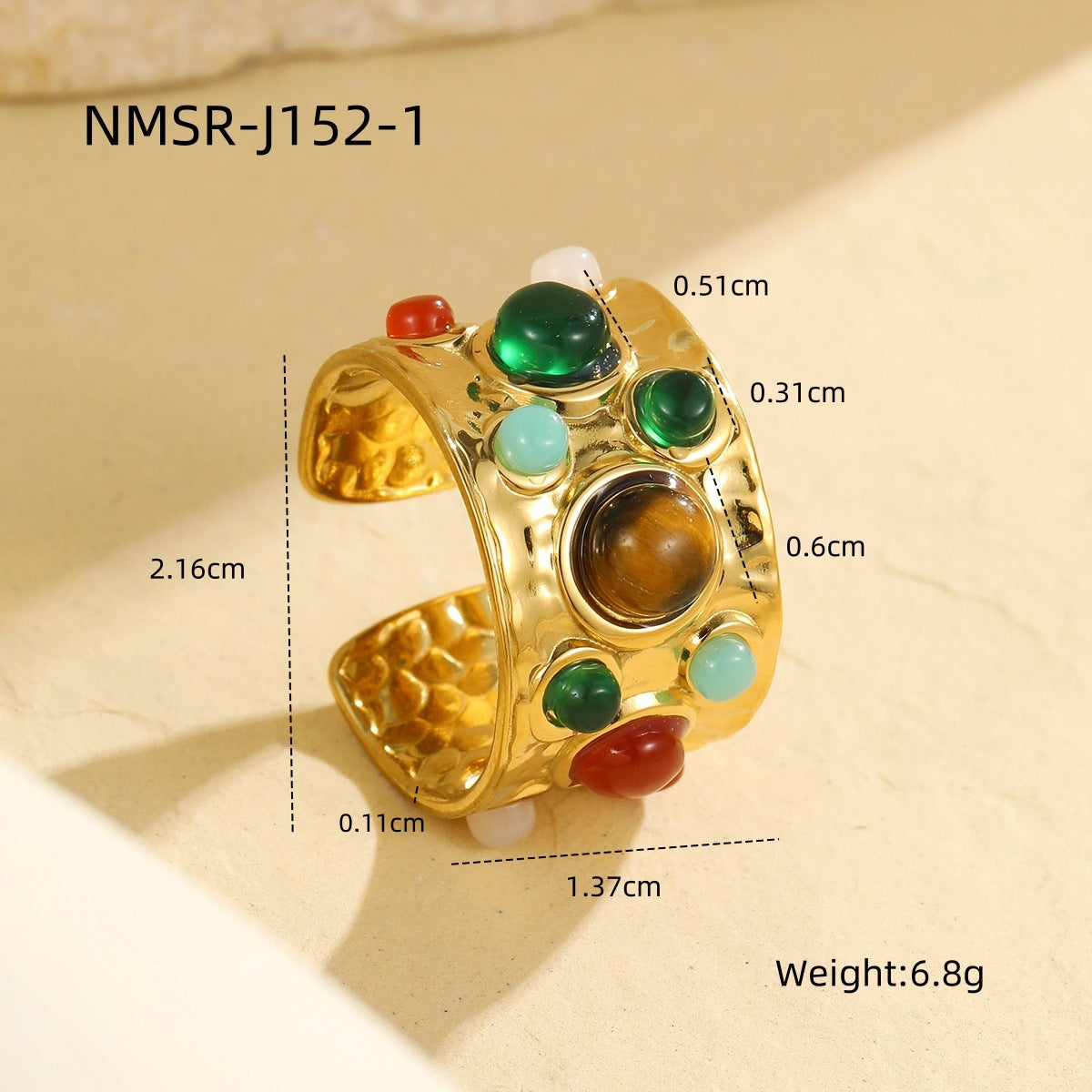 Anillo de acero inoxidable geométrico estilo palacio francés vintage con acabado chapado para mujer