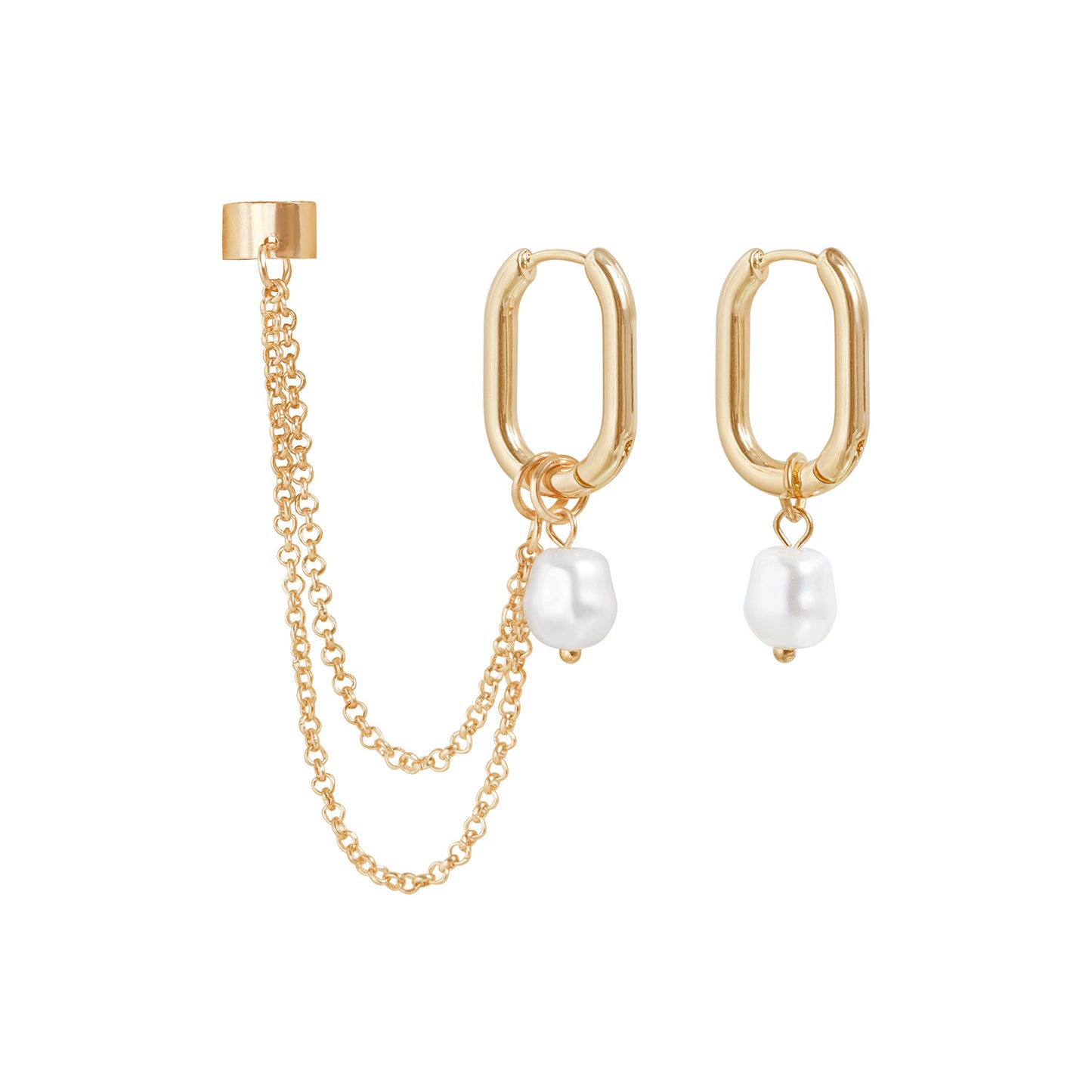 Vintage Geometric Pearl Pendant Earrings in Zinc Alloy with Electroplated Finish for Women