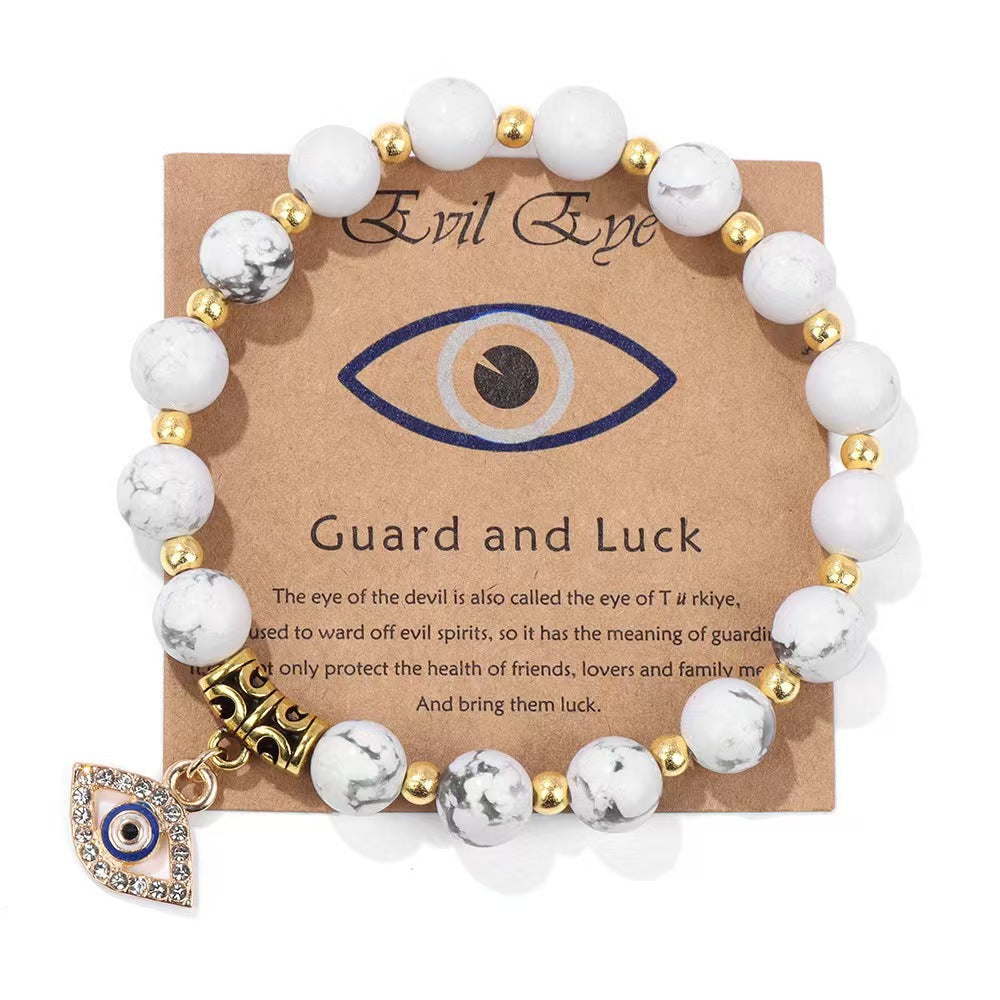 Minimalist Geometric Evil Eye Rhinestone Beaded Bracelet Unisex Yoga Energy Jewelry