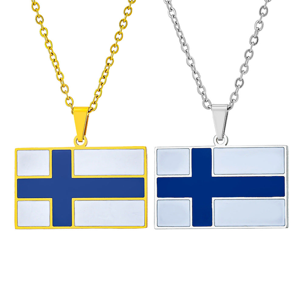 Collana con Pendente Geometrico Rettangolare Minimalista Etnico Vintage in Acciaio Inox con Finitura Smaltata Unisex