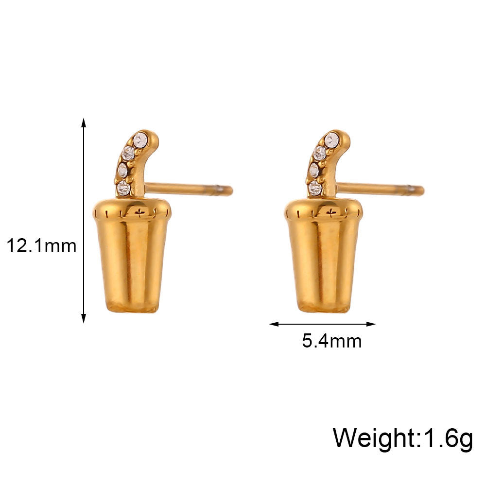 Minimalist Coca-Cola Shaped Pendant Necklace in Stainless Steel with 18K Gold Plating for Women