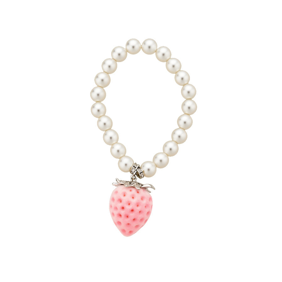 Elegante Conjunto de Pendientes de Resina con Forma de Fresa y Collar de Clavícula con Acabado Chapado para Mujer