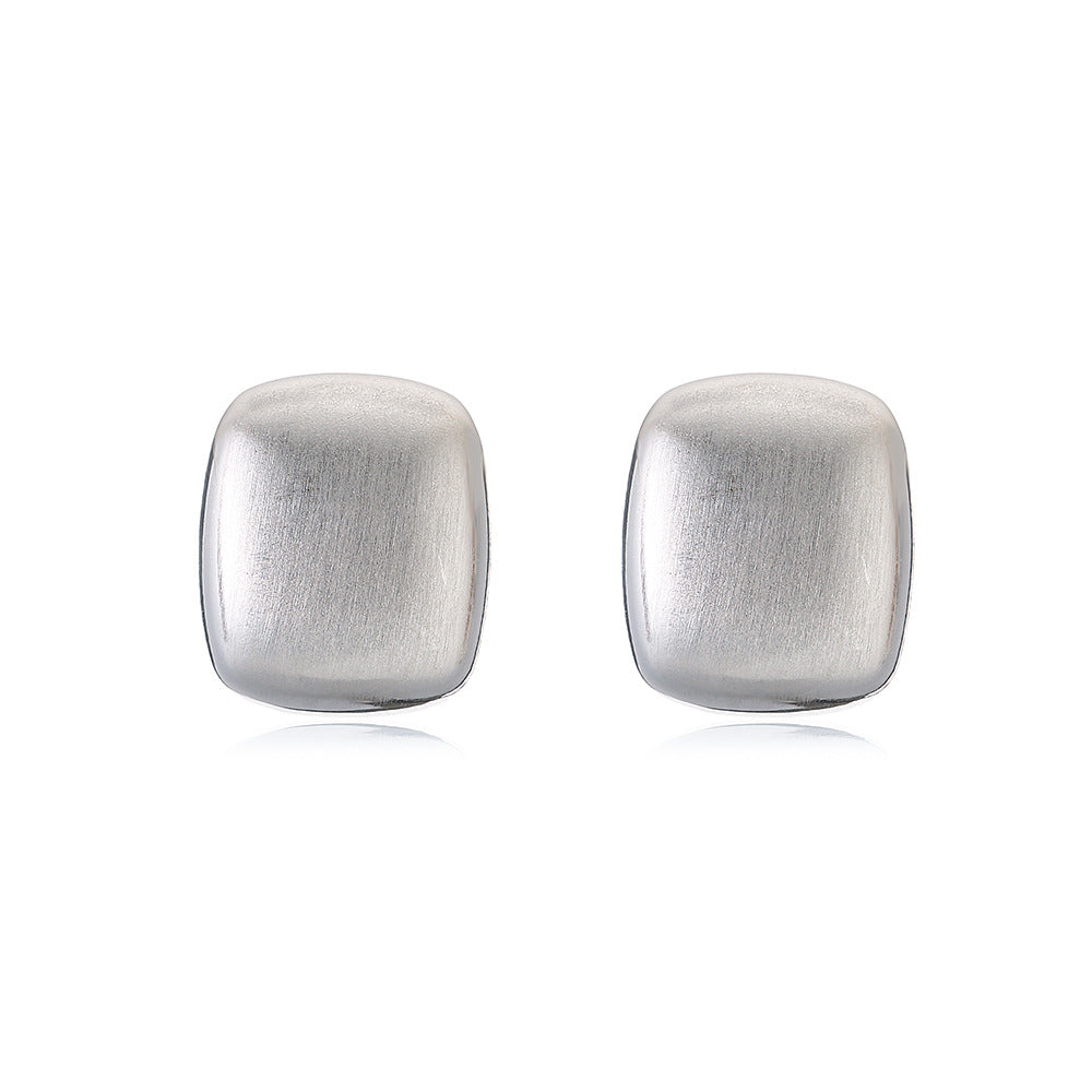 Minimalist Geometric Stud Earrings for Women Copper Base with Real Gold Plating and Brushed Finish