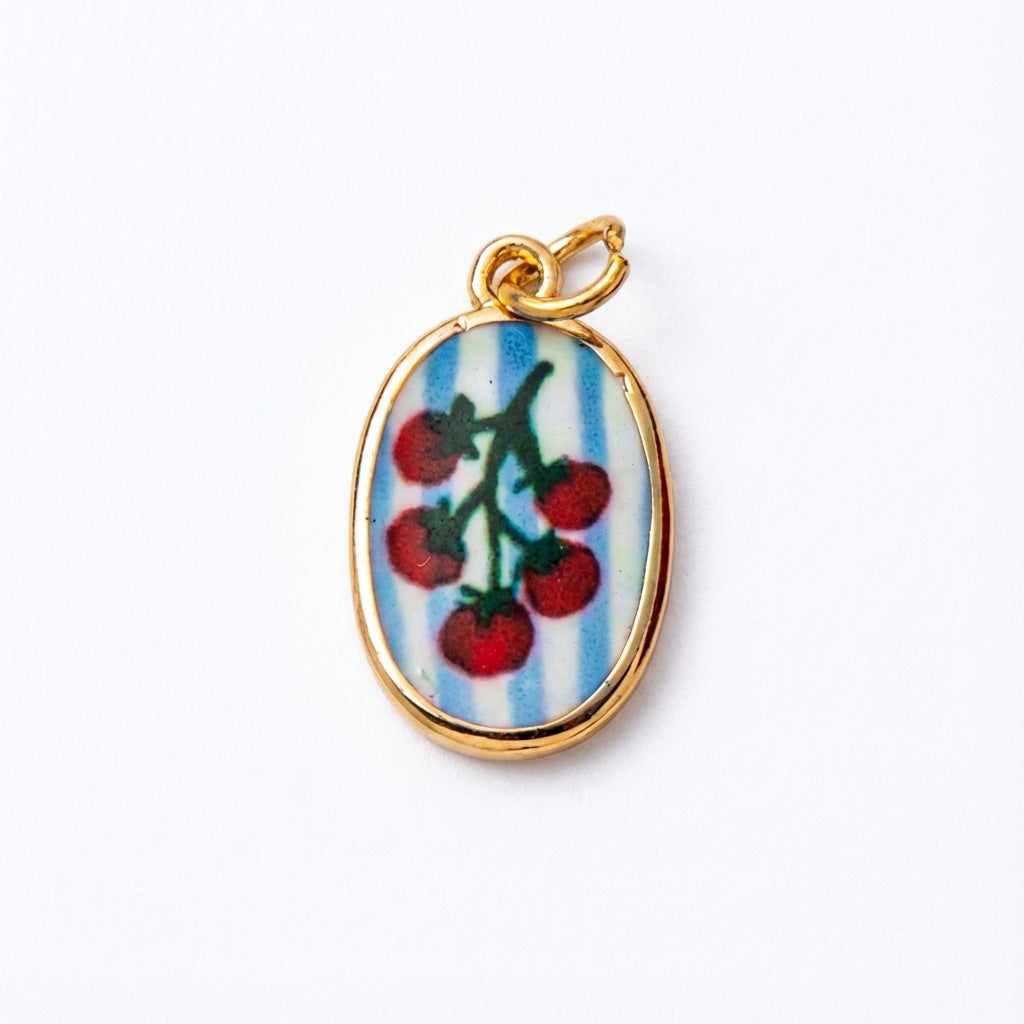 Vintage Plated Drip Oil Brass Fruit Cartoon Charm Bar
