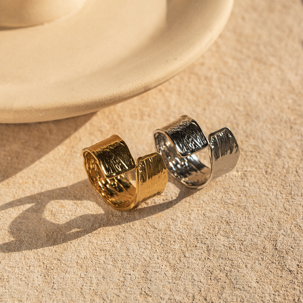 Anello Regolabile in Acciaio Inossidabile con Placcatura in Oro 18K, Forma Geometrica, Gioielli alla Moda per Donne