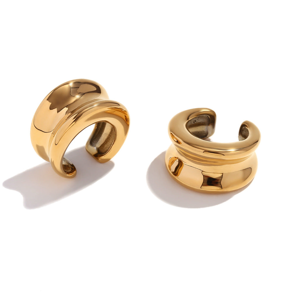 Fashionable OL Style Floral Petal Shaped Stainless Steel 18K Gold Plated Dangle Earrings with Cubic Zirconia and Enamel Finish